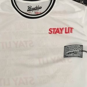 Stay Lit white SS Tee Brooklyn Cloth
